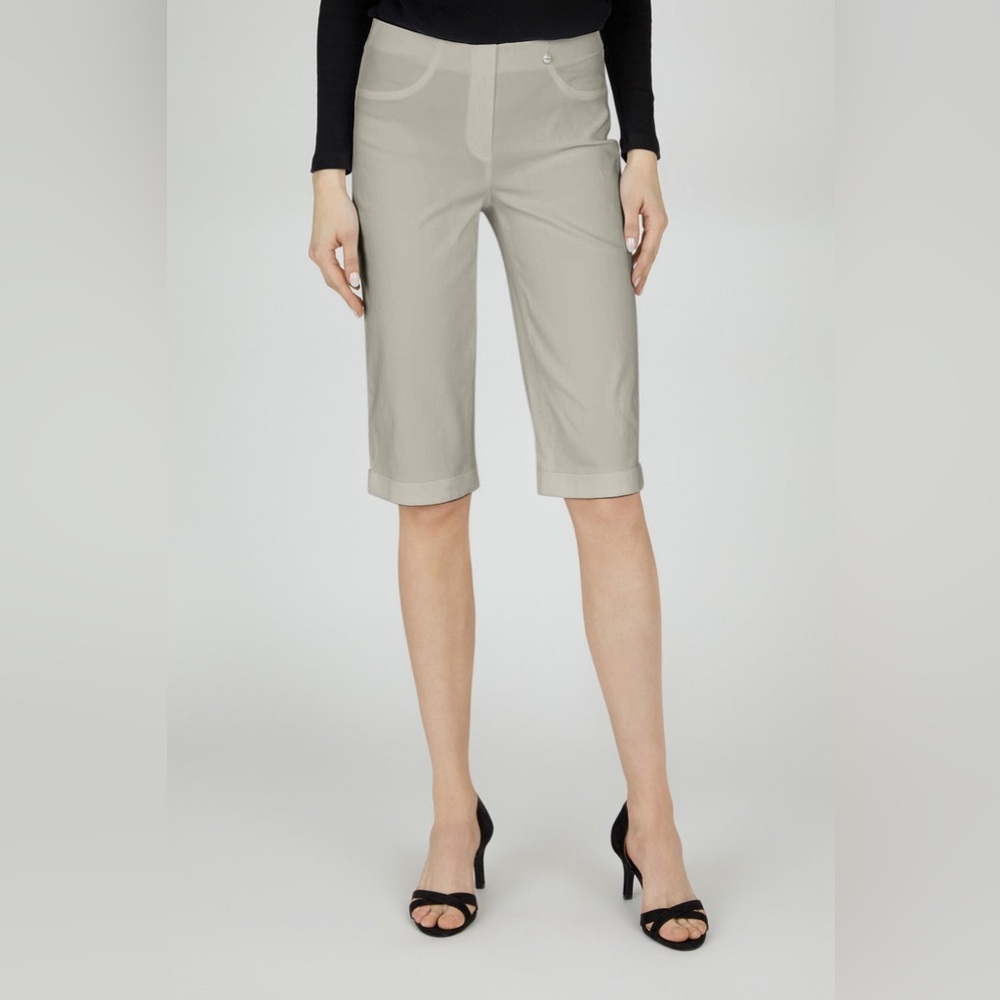 NWT Robell Bella 05‎ Slim Fit Trousers Beige Size 12 US (EU 42) Stretch Pull-On